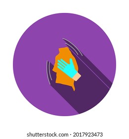 Icono De Limpieza De Calor. Diseño De Esténcil De Círculo Plano Con Sombra Larga. Ilustración vectorial.