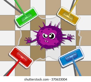 Wet cleaning with a mop. abstract vector illustration