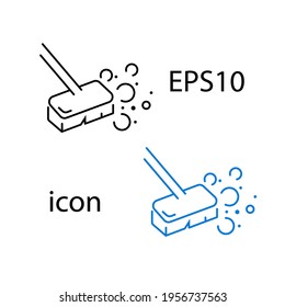 Wet cleaning with mop line icon, housework concept. Vector icon