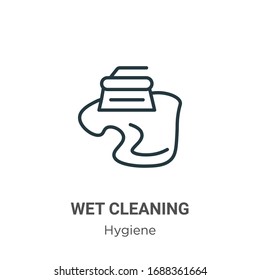 Wet cleaning outline vector icon. Thin line black wet cleaning icon, flat vector simple element illustration from editable hygiene concept isolated stroke on white background
