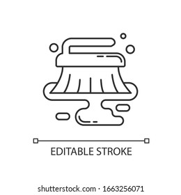Wet cleaning pixel perfect linear icon. Professional cleanup service, floor cleaning. Thin line customizable illustration. Contour symbol. Vector isolated outline drawing. Editable stroke