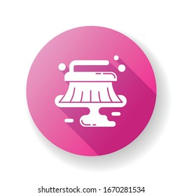 Wet cleaning purple flat design long shadow glyph icon. Professional cleanup service, housekeeping, chores. Dirty floor cleaning, hygiene, dust and stain removal. Silhouette RGB color illustration