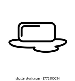 Wet cleaning, soap minimal black and white outline icon. Flat vector illustration. Isolated on white background.