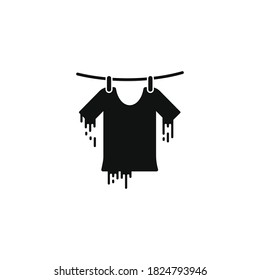 Wet cloth hanging icon for your website, logo, app, UI, product print. Wet cloth hanging concept flat Silhouette vector illustration icon