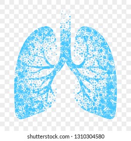 Wet cough vector icon. Blue lungs, cold wet cough remedy and bronchitis mucolytic