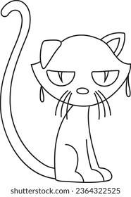 wet cute cat vector lineart