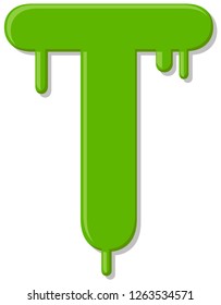 Wet dripping letter T vector icon