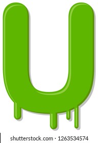 Wet dripping letter U vector icon