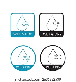 Wet and dry logo badge design. Suitable for business, service, information, technology and product label Wet and dry logo, badge, label design. 4 icons isolated on  white background 