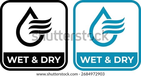 Wet Dry Vector Icons | Water Drop with Air Flow Icon for Product Packaging, Durability, or Dual-Use Design