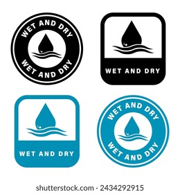 Wet and Dry - Vector labels. Vacuum Cleaner or Dryer icons.