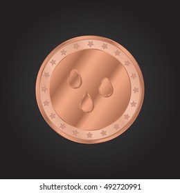 Wet embossed realistic bronze coin precious Icon / Logo Design