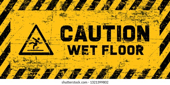 Wet Floor Area Attention Caution Sign Watch Your Step Or Slippery Floor Zone Danger Warning Signs Beware Out For Ice Or Water Steps Icons Funny Vector Symbool Icon Safety First Day Slow Dawn Fun Tape