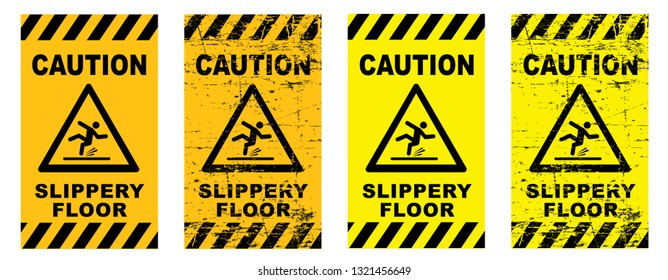 Wet Floor Area Attention Caution Sign Watch Your Step Or Slippery Floor Zone Danger Warning Signs Beware Out For Ice Or Water Steps Icons Funny Vector Symbool Icon Safety First Day Slow Dawn Fun Tape