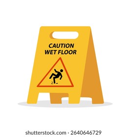 Wet floor caution board isolated on white background. Vector stock