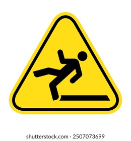 Wet floor caution sign. Danger of slipping vector icon isolated on white background  