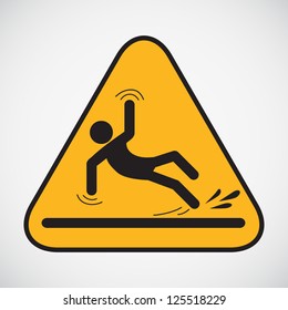 Wet floor caution sign. Vector illustration.