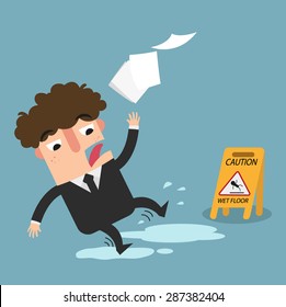 wet floor caution sign.Danger of slipping isolated illustration vector