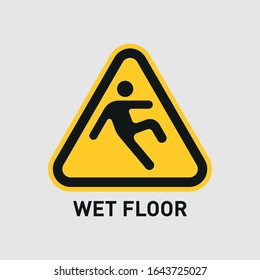 Wet floor. The falling man. Cute vector icon or sign