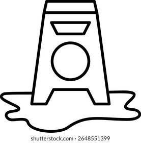 Design de Ícone de Estilo Preenchido de Chão Molhado