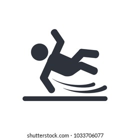 Wet Floor, Human Slip Icon Vector Template