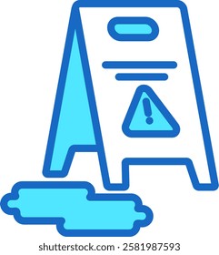 Wet Floor Icon Blue Color Vector Illustration