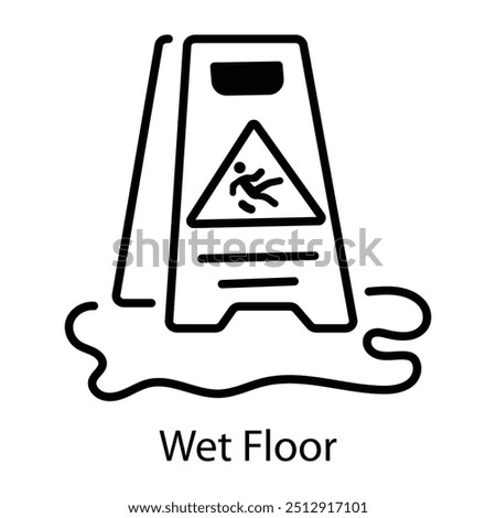 Wet floor icon designed in linear style 