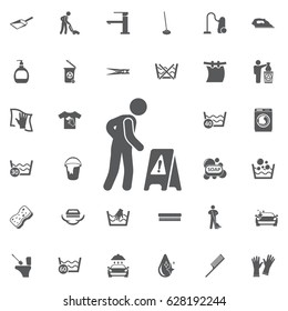 wet floor icon illustration isolated vector sign symbol on the white background. Set of cleaning icons