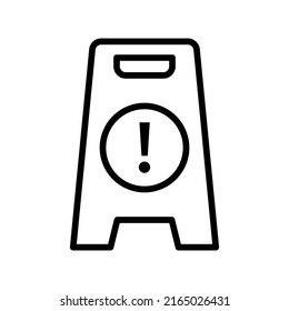 Wet Floor Icon. Line Art Style Design Isolated On White Background