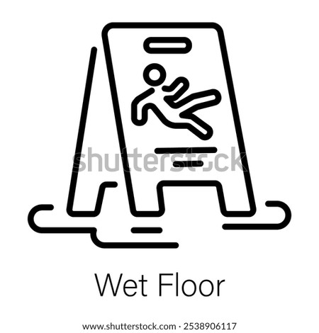 Wet floor icon in linear style