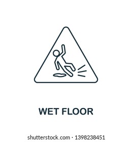 Wet Floor icon. Thin line outline style from shopping center sign icons collection. Premium wet floor icon for design, apps, software and more.