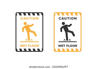 Wet floor icon vector design, signboard caution icon wet or slippery floor