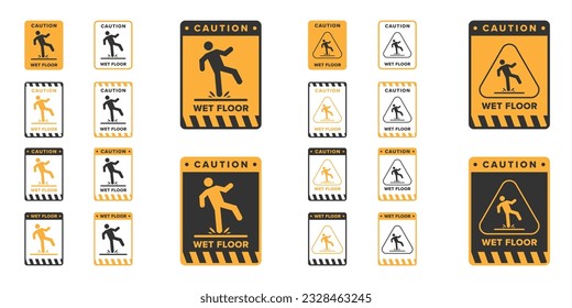 Wet floor icon vector design, signboard caution icon wet or slippery floor