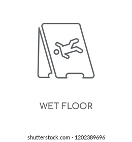 Wet floor linear icon. Wet floor concept stroke symbol design. Thin graphic elements vector illustration, outline pattern on a white background, eps 10.