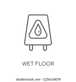 Wet floor linear icon. Modern outline Wet floor logo concept on white background from cleaning collection. Suitable for use on web apps, mobile apps and print media.