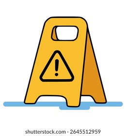 wet floor sign caution warning attention flat color vector illustration template design