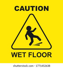 Wet floor sign flat vector icon.