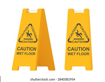 Wet floor sign. Flat vector illustration.