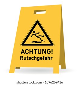 wet floor sign (german text) - isolated on white background