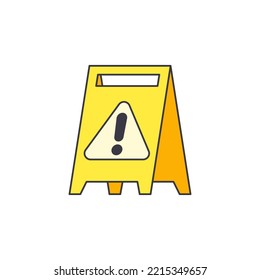 Wet Floor Sign icon in color, isolated on white background 
