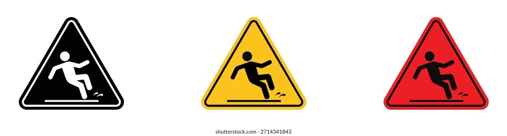 Vector de icono de letrero de piso húmedo. posible peligro del símbolo de superficie resbaladiza. Ilustración vectorial.