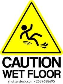 Wet floor sign. Isolated flat vector illustration of wet floor caution