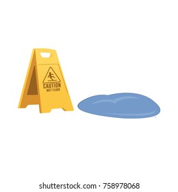 Wet floor sign. Isolated flat vector illustration.