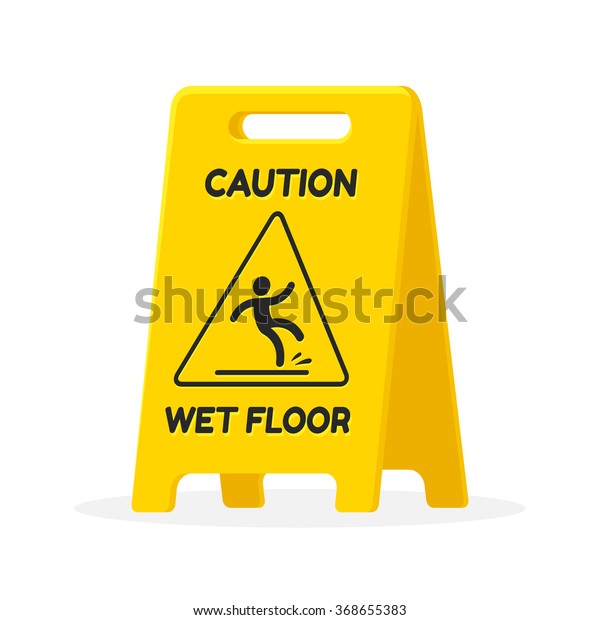 Wet floor
sign. Isolated flat vector
illustration.