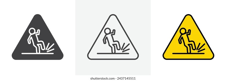 Wet Floor Sign Isolated Line Icon Style Design. Simple Vector Illustration