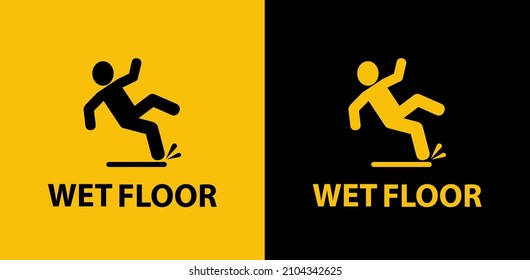 wet floor sign on black-yellow background