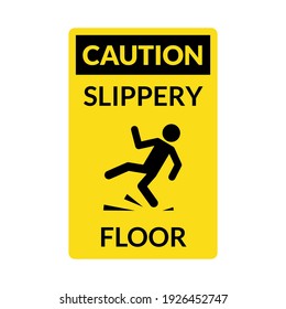 Wet Floor Sign. Safety Yellow Slippery Floor Warning Icon Vector Caution Symbol