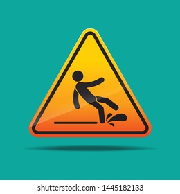 Wet floor sign or slipped sign vector illustration.