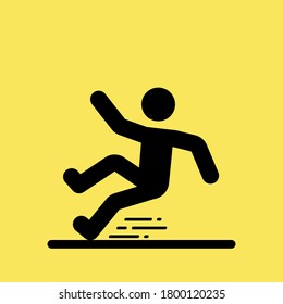 Wet Floor sign, slippery floor icon with falling man in modern rounded style. Isolated vector illustration.