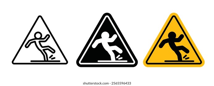 Wet floor sign vector in black and yellow colors